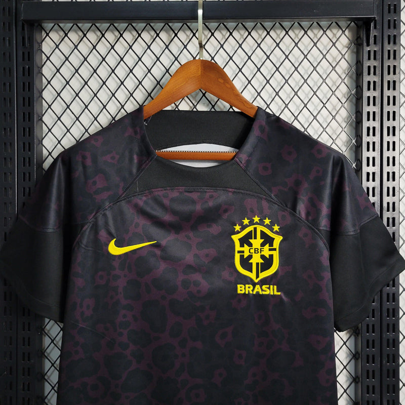 Camisa Brasil Não ao Racismo 2022/23 Torcedor Masculina Preta e Amarela - Sport Premium