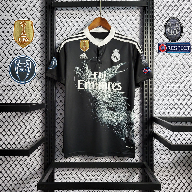 Camisa Retrô Real Madrid 2014/15 Torcedor Masculina Dragão Preto - Sport Premium